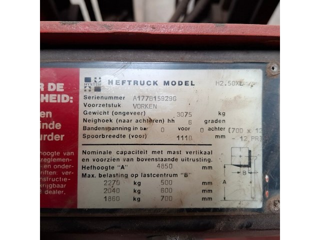 Gas heftruck, hyster, h2.50xl - afbeelding 15 van  15
