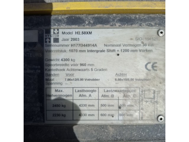 Gas heftruck, hyster, h2.50xm, 2003 - afbeelding 5 van  25