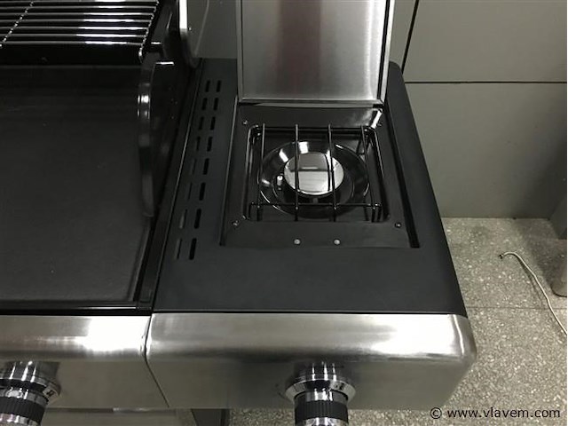 Gasbarbecue 4 branders - rvs met gietijzeren roosters - incl. zijbrander & gietijzeren kookplaat - afbeelding 3 van  4