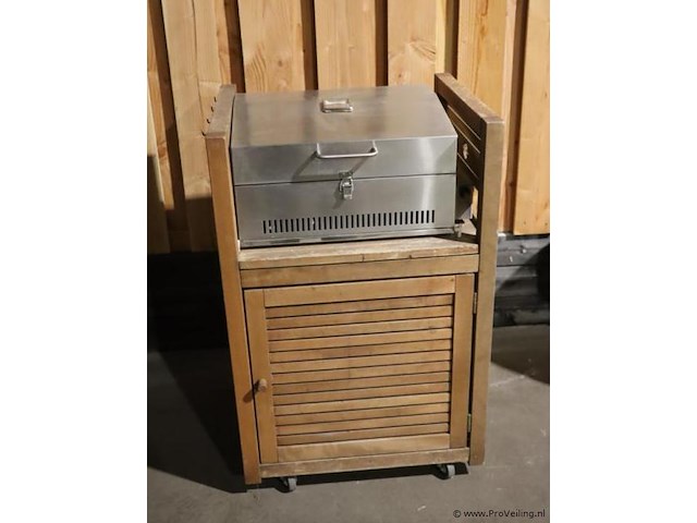 Gasbarbecue incl. verrijdbare houten kast - 60x50x93cm - afbeelding 1 van  6