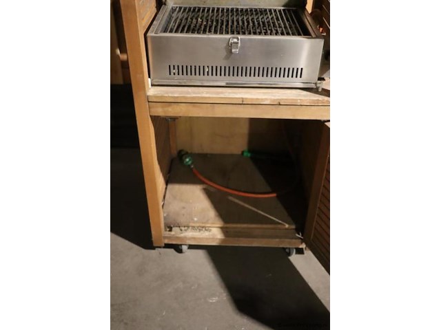 Gasbarbecue incl. verrijdbare houten kast - 60x50x93cm - afbeelding 3 van  6