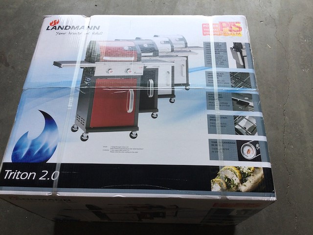 Gasbarbecue met 2 branders en zijtafels, landmann, triton 2.0 pts, rood / zwart - afbeelding 3 van  5