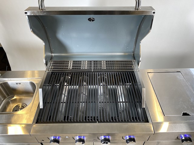 Gasbarbecue vonato, rvs keuken grill chef 4, mat geborsteld rvs - hoogglans zilverklerige details - afbeelding 6 van  8