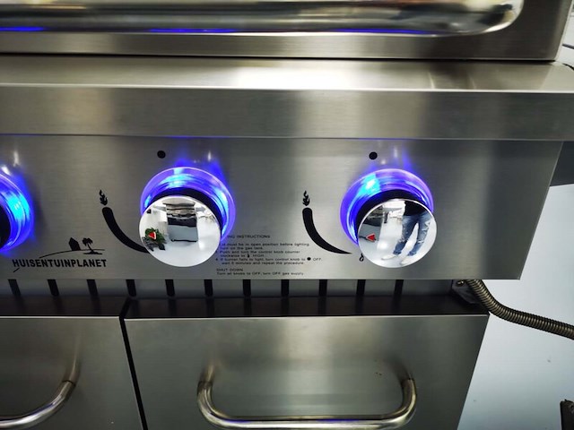 Gasbarbecue, vonato, rvs keuken grill chef 4, mat geborsteld rvs - hoogglans zilverklerige details - afbeelding 3 van  8