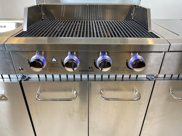Gasbarbecue vonato, rvs keuken grill chef 4, mat geborsteld rvs - hoogglans zilverklerige details - afbeelding 5 van  8