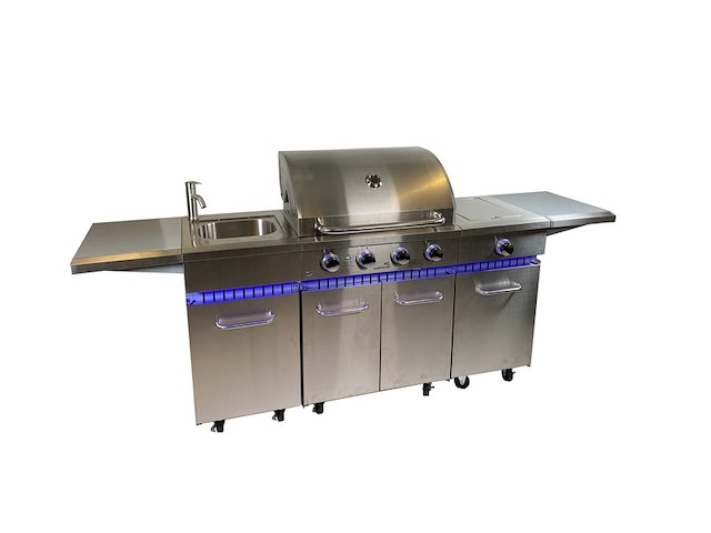 Gasbarbecue vonato rvs keuken grill chef 4 mat geborsteld rvs - hoogglans zilverklerige details - afbeelding 1 van  8