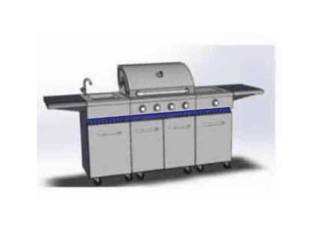 Gasbarbecue vonato rvs keuken grill chef 4 mat geborsteld rvs - hoogglans zilverklerige details - afbeelding 4 van  8