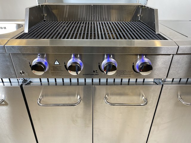 Gasbarbecue vonato rvs keuken grill chef 4 mat geborsteld rvs - hoogglans zilverklerige details - afbeelding 5 van  8