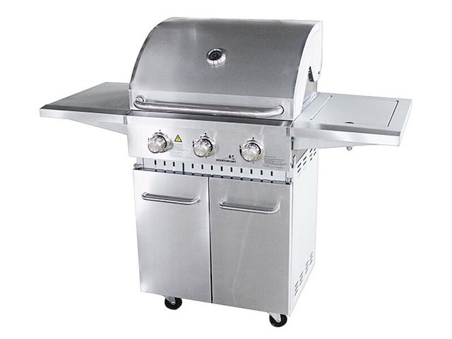Gasbarbecue vonato rvs traditionele grill 3 zilverkleurig, rvs (mat) - afbeelding 1 van  3