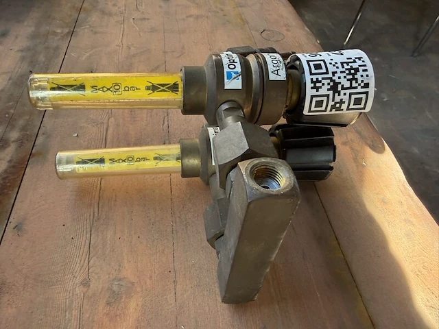 Gasdoorstroommeter, optimator, argon-mix, messingkleur, dubbele flowmeter – gasfittingen - afbeelding 2 van  5