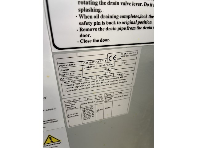 Gasfriteuse 21 liter, 2x frituurmand profinox, c14 - afbeelding 4 van  5