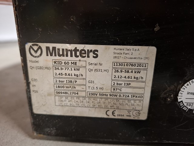 Gasheater 52kw 230v, sial / munters, kid 60m, 2011 - afbeelding 5 van  6