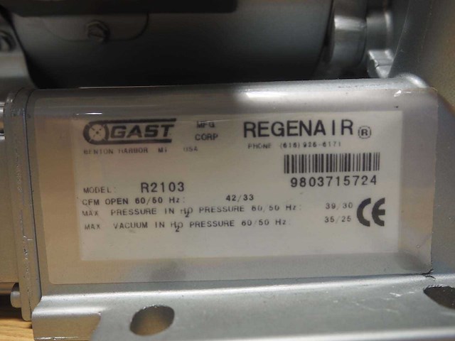 Gast - regenair r2103 - vacuum blower/pomp - afbeelding 5 van  5