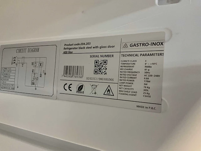 Gastro inox 204.203 glasdeur koelkast - afbeelding 8 van  8