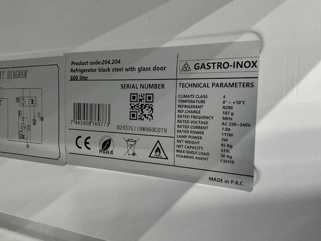 Gastro inox 204.204 glasdeur koelkast - afbeelding 7 van  7
