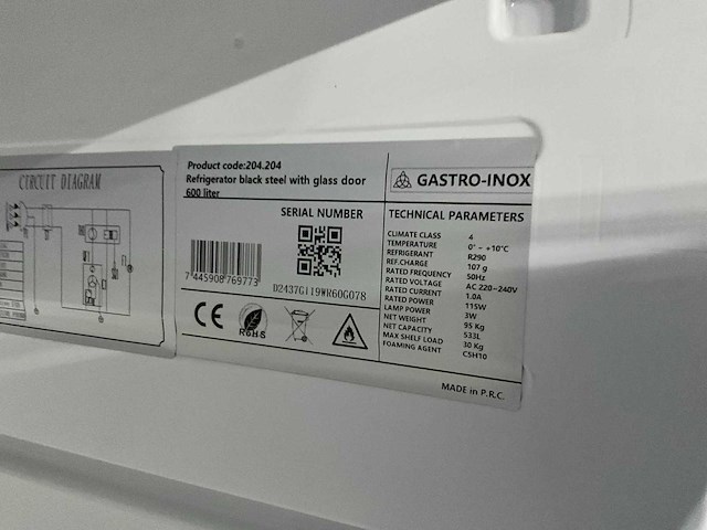 Gastro inox 204.204 glasdeur koelkast - afbeelding 9 van  9