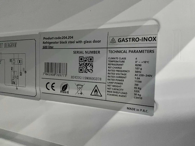 Gastro inox 204.204 glasdeur koelkast - afbeelding 8 van  8