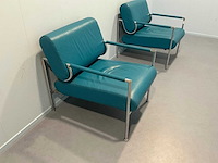 Gazzetta - blauw lederen design fauteuil (2x) - afbeelding 2 van  5