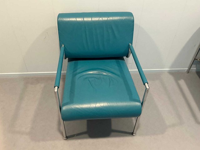 Gazzetta - blauw lederen design fauteuil (2x) - afbeelding 3 van  5