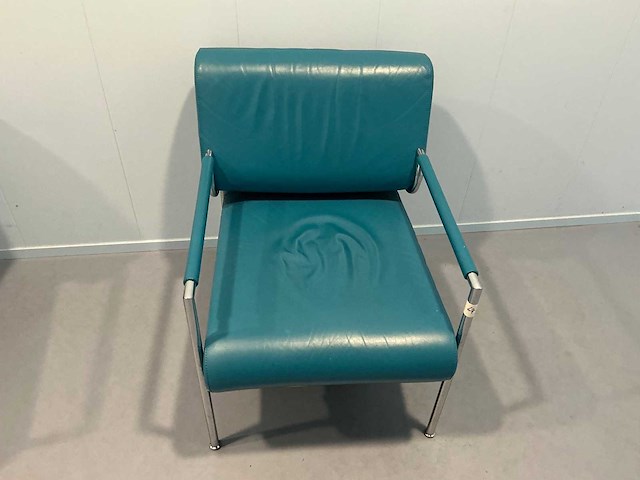 Gazzetta - blauw lederen design fauteuil (2x) - afbeelding 4 van  5