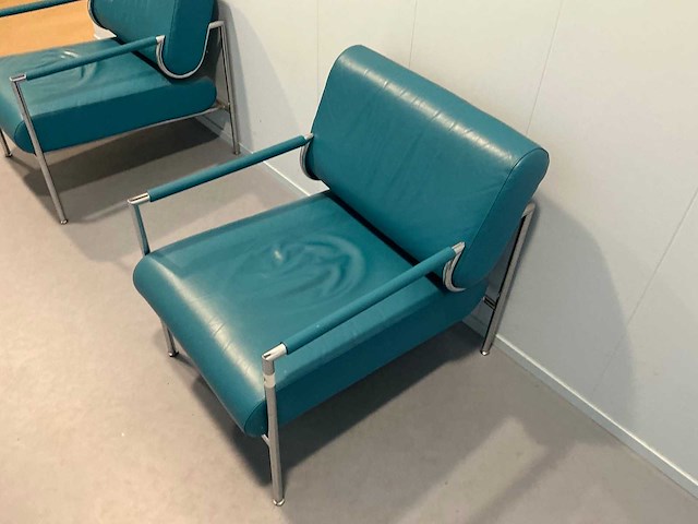 Gazzetta - blauw lederen design fauteuil (2x) - afbeelding 5 van  5