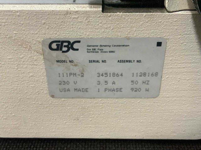 Gbc 111pm-2 inbindmachine - afbeelding 7 van  9
