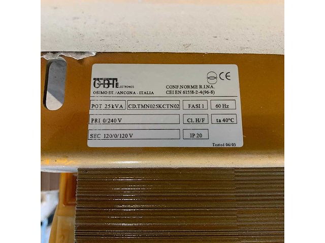 Gbt cd.tmn025kctn02 transformer 25kva 240v single phase - afbeelding 2 van  7