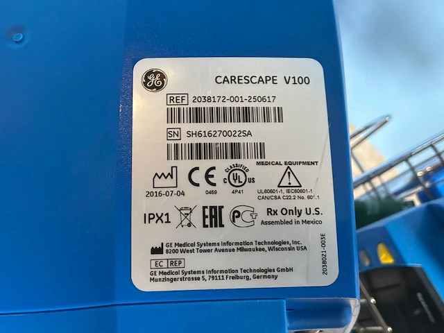 Ge - carescape / procare 300 - v100 dinamap trolley (4x) - afbeelding 8 van  8