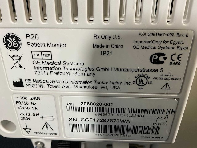 Ge healthcare - b20 patient monitor - 2013 (2x) - afbeelding 6 van  6