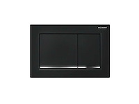 Geberit - omega30 - bedieningsplaat square 2-toets spoeling, designstrook chroom, afdekplaat en toetsen zwart - afbeelding 1 van  4