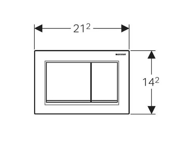 Geberit - omega30 - bedieningsplaat square 2-toets spoeling, designstrook chroom, afdekplaat en toetsen zwart - afbeelding 2 van  4