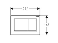 Geberit - omega30 - bedieningsplaat square 2-toets spoeling, designstrook chroom, afdekplaat en toetsen zwart - afbeelding 2 van  4