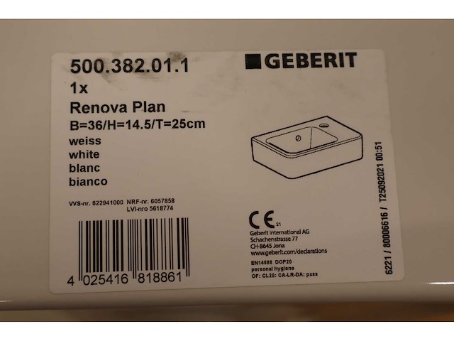 Geberit - renova plan - - fontein / handwasbak (2x) - afbeelding 6 van  8