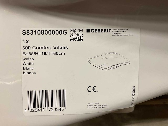 Geberit 300 comfort vitalis wastafel - afbeelding 2 van  2