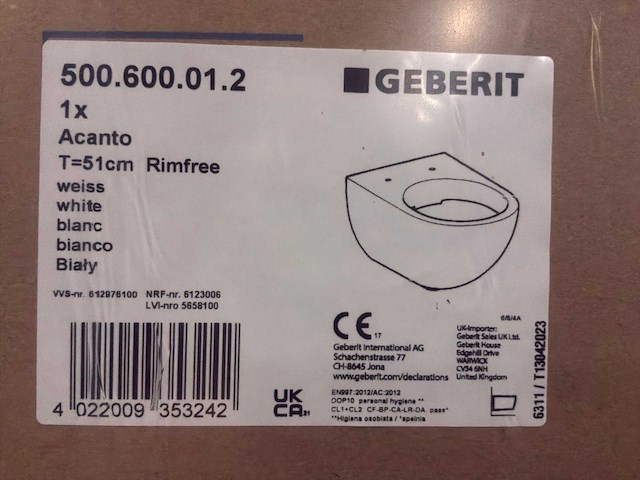 Geberit acanto rimfree toilet (12x) - afbeelding 4 van  4