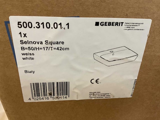 Geberit selnova square 50x42cm wastafel - afbeelding 1 van  1