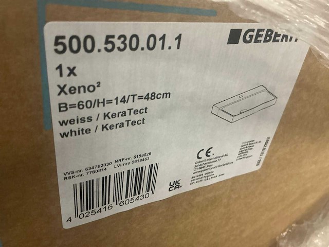 Geberit xeno2 60x48cm wastafel(4x) - afbeelding 3 van  3
