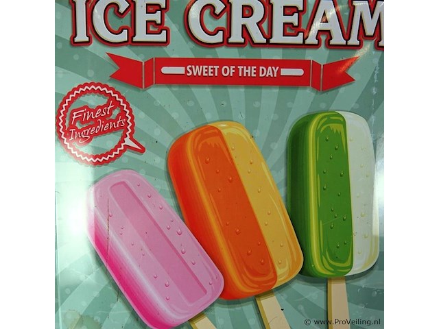 Gebold metalen bord ice cream - afbeelding 3 van  5