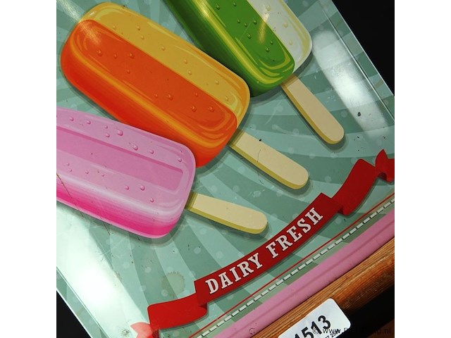 Gebold metalen bord ice cream - afbeelding 4 van  5