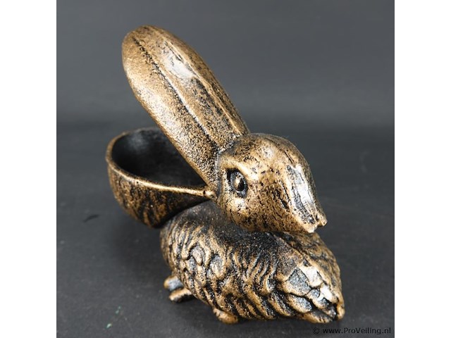 Gebronzed ijzeren pelikaan als centenbak - afbeelding 3 van  5