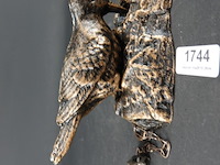 Gebronzed ijzeren specht als deurklopper - afbeelding 1 van  5