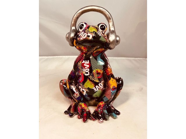 Gedecoreerd kikker sculptuur - afbeelding 1 van  5