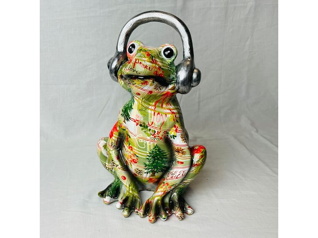 Gedecoreerd kikker sculptuur - afbeelding 1 van  5