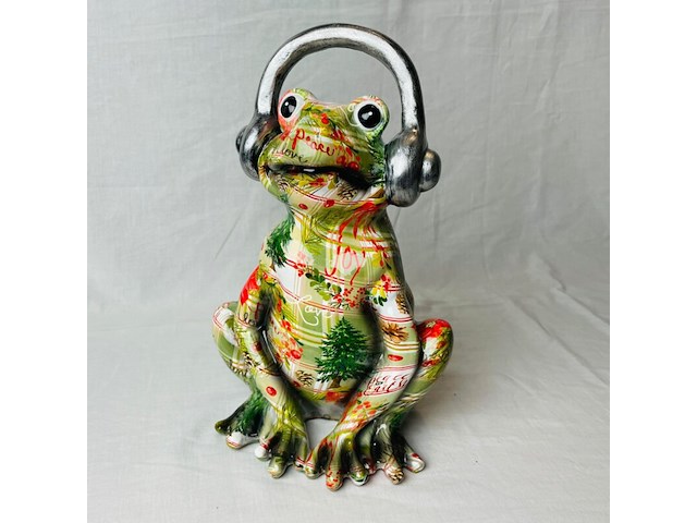 Gedecoreerd kikker sculptuur - afbeelding 1 van  5