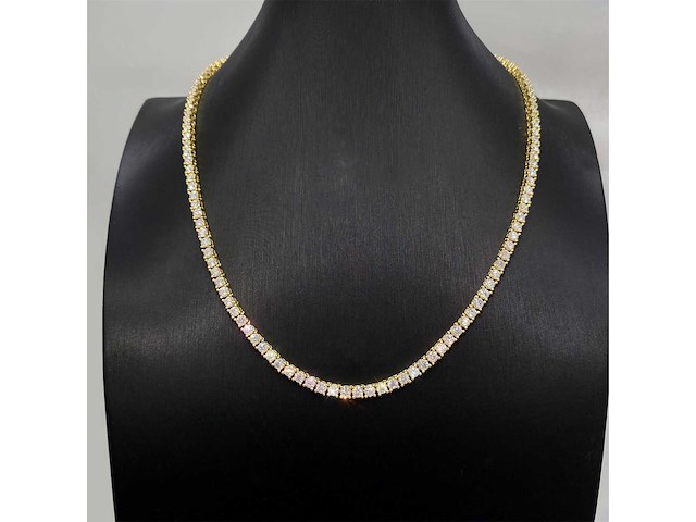 Geel tenniscollier met briljanten 12.50 carat totaal - afbeelding 1 van  9