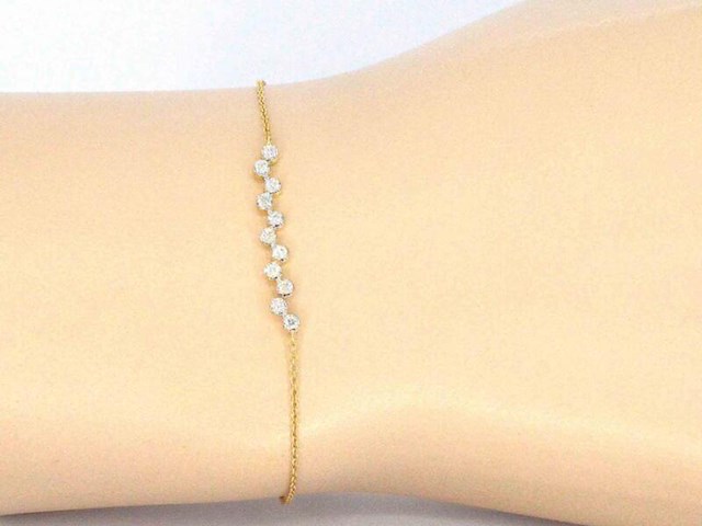 Geelgouden armband met natuurlijke diamanten - afbeelding 2 van  9