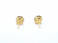 Geelgouden champagne solitair oorbellen 3.60 carat natuurlijke diamanten - afbeelding 7 van  9