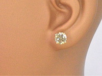 Geelgouden champagne solitair oorbellen 3.60 carat natuurlijke diamanten - afbeelding 1 van  9