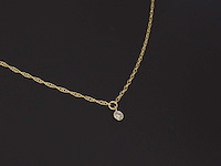 Geelgouden collier met diamant - afbeelding 1 van  7