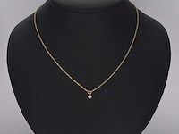 Geelgouden collier met diamant - afbeelding 2 van  7